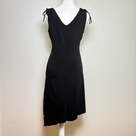 Vintage 90s Y2K Coquette Asymmetrical Babydoll Stretchy  Midi Dress Lace Bow S/M - Picture 3 of 16